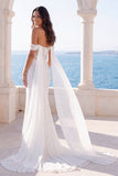 Off The Shoulder Mermaid Ivory Wedding Dress with Sash