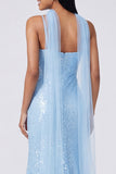 Yellow Mermaid Sequin Spaghetti Straps Maxi Dress with Slit