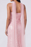 Yellow Mermaid Sequin Spaghetti Straps Maxi Dress with Slit