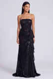 Strapless Light Pink Sequin Ruched Mermaid Formal Dress