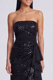 Strapless Light Pink Sequin Ruched Mermaid Formal Dress