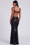 Square Neck Sequin Light Blue Mermaid Formal Dress