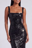 Square Neck Sequin Light Blue Mermaid Formal Dress