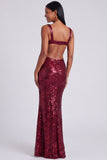 Square Neck Sequin Light Blue Mermaid Formal Dress