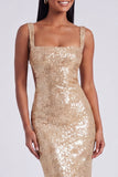 Square Neck Sequin Light Blue Mermaid Formal Dress