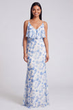 Mermaid Light Green Floral Maxi Dress