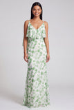 Mermaid Light Green Floral Maxi Dress