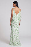 Mermaid Light Green Floral Maxi Dress