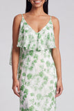 Mermaid Light Green Floral Maxi Dress