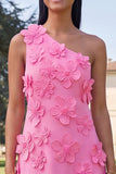 Yellow One Shoulder A-Line Midi Floral Dress