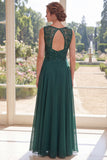 Dark Green V-Neck Chiffon Long Mother Of the Bride Dress with Beading