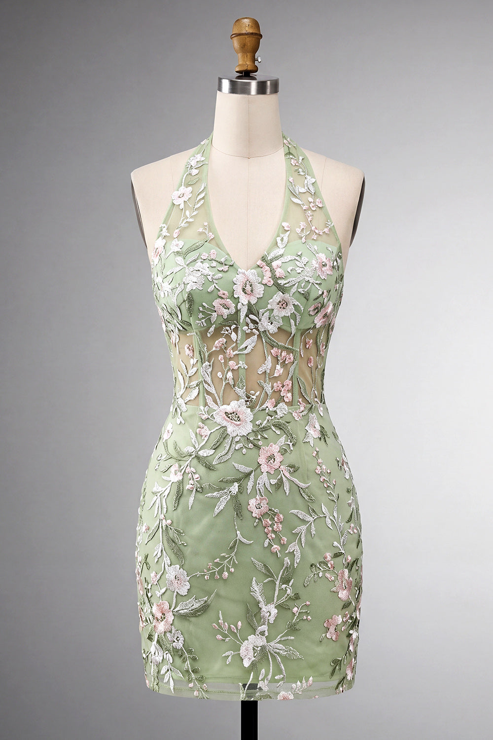 Zapaka Women Sage Green Homecoming Dress Halter Neck Sheer Corset Bodycon Embroidered Floral Cocktail Dress – ZAPAKA Zapaka Women Sage Green Homecoming Dress Halter Neck Sheer Corset Bodycon Embroidered Floral Cocktail Dress – ZAPAKA