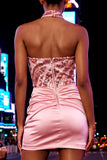 Bodycon Pink Strapless Ruched Sequins Homecoming Dress