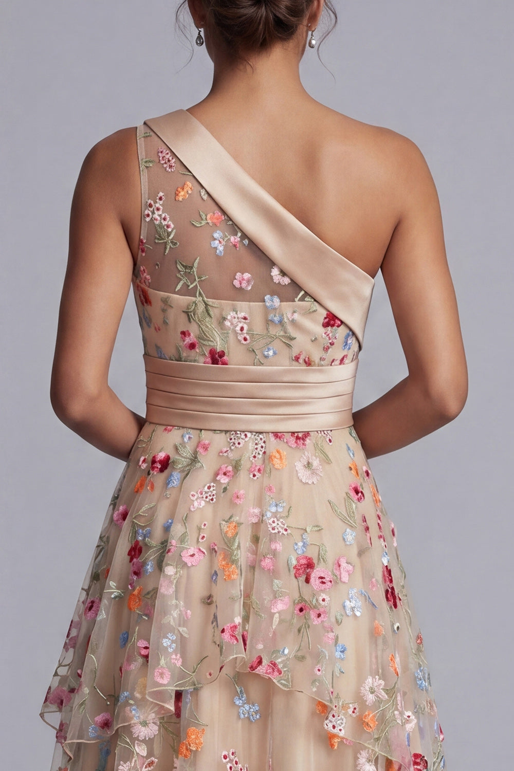 ZAPAKA Women Champagne A-Line Mother Of the Bride Dress One Shoulder