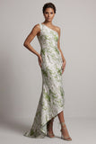 Light Green Floral One Shoulder Long Mermaid Mother of the Bride Dress