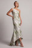 Light Green Floral One Shoulder Long Mermaid Mother of the Bride Dress