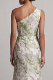 Light Green Floral One Shoulder Long Mermaid Mother of the Bride Dress