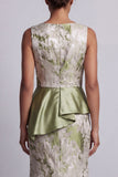 Light Green Floral Mermaid Ruched Long Mother of the Bride Dress with Sash