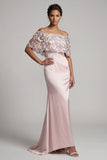 Blush Long Mermaid Floral Mother of the Bride Dress
