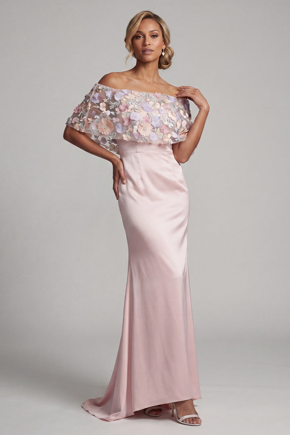 Zapaka Women Sparkly Blush Long Floral Mother of the Bride Dress Mermaid Satin Wedding Guest Dress, Blush / US26W Zapaka Women Sparkly Blush Long Floral Mother of the Bride Dress Mermaid Satin Wedding Guest Dress, Blush / US26W