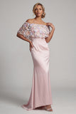 Blush Long Mermaid Floral Mother of the Bride Dress