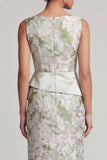 Sheath Light Green Floral Long Mother of the Bride Dress with Sash