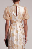 Sparkly Keyhole Champagne Long Floral Sheath Mother of the Bride Dress