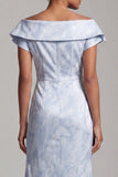 Mermaid Sky Blue Floral Long Mother of the Bride Dress with Slit