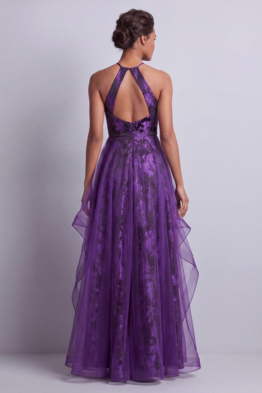 purple silk halter dress Satin Halter High Neck Dress in Purple