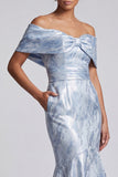 Sky Blue Mermaid Floral Long Mother of the Bride Dress with Pockets