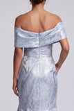 Sky Blue Mermaid Floral Long Mother of the Bride Dress with Pockets