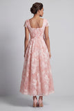 Sparkly Square Neck Blush Long A Line Beaded Mother of the Bride Dress