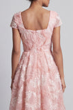Sparkly Square Neck Blush Long A Line Beaded Mother of the Bride Dress