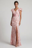 Blush Sequin V Neck Mermaid Mother Of the Bride Dress