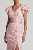 Blush Sequin V Neck Mermaid Mother Of the Bride Dress