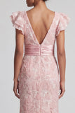 Blush Sequin V Neck Mermaid Mother Of the Bride Dress