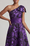 One Shoulder Dark Purple High Low A Line Mother Of the Bride Dress