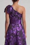 One Shoulder Dark Purple High Low A Line Mother Of the Bride Dress