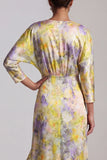V Neck Yellow Ruffled High Low Mother Of the Bride Dress