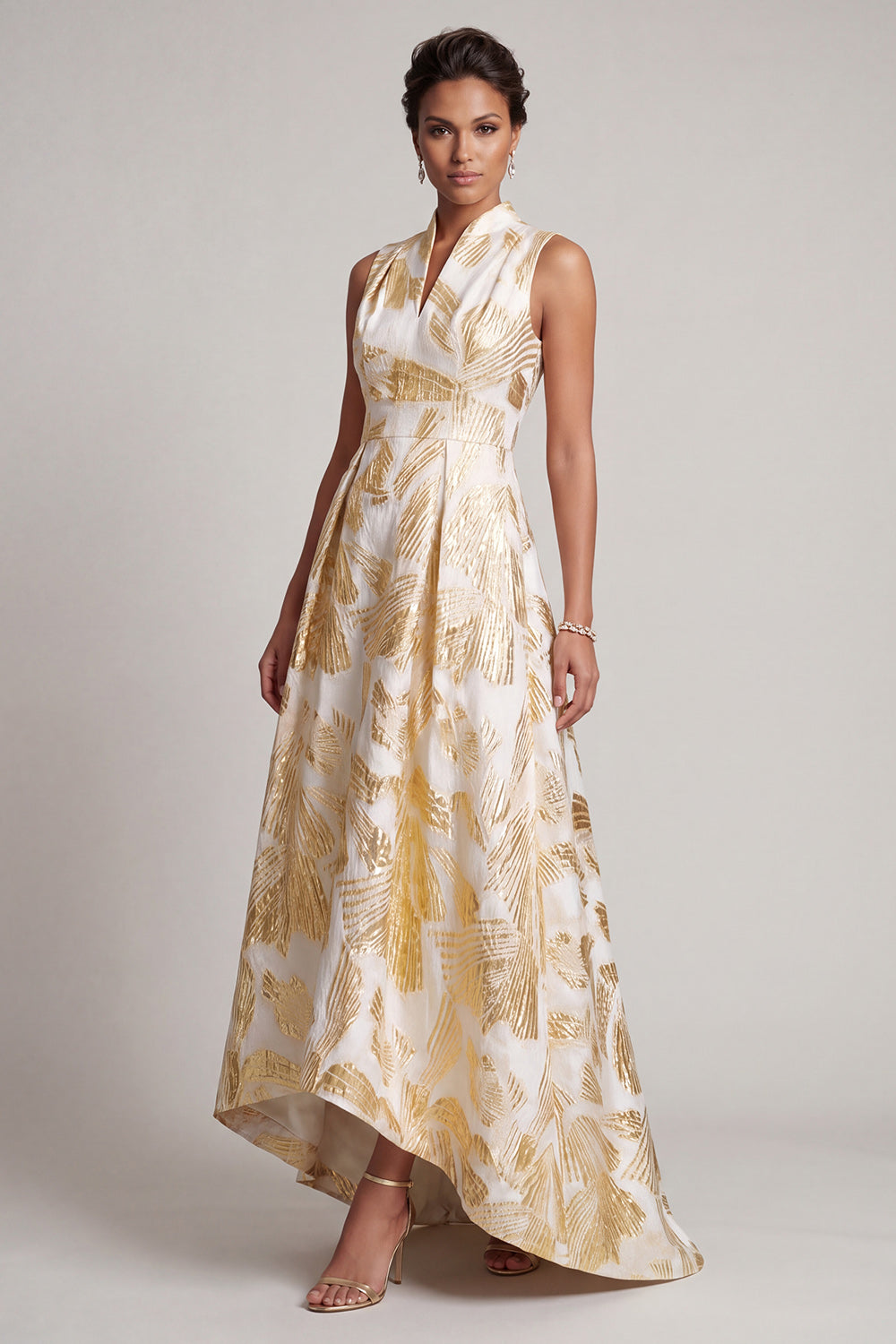 ZAPAKA Women Champagne Mother Of the Bride Dress V Neck High Low ...