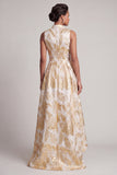 Champagne A Line Printed High Low Mother Of the Bride Dress
