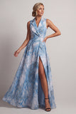 Lake Blue Notched Lapel A Line Mother Of the Bride Dress