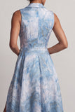 Lake Blue Notched Lapel A Line Mother Of the Bride Dress