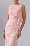 Blush Bateau Neck Sheath Sequin Midi Mother Of the Bride Dress