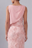 Blush Bateau Neck Sheath Sequin Midi Mother Of the Bride Dress