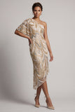 Saprkly Champagne Sequin Sheath Mother of the Bride Dress