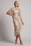 Saprkly Champagne Sequin Sheath Mother of the Bride Dress
