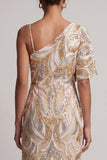 Saprkly Champagne Sequin Sheath Mother of the Bride Dress