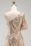 Saprkly Champagne Sequin Sheath Mother of the Bride Dress