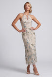 Mermaid Sequin Grey Blue Halter Mother of the Bride Dress